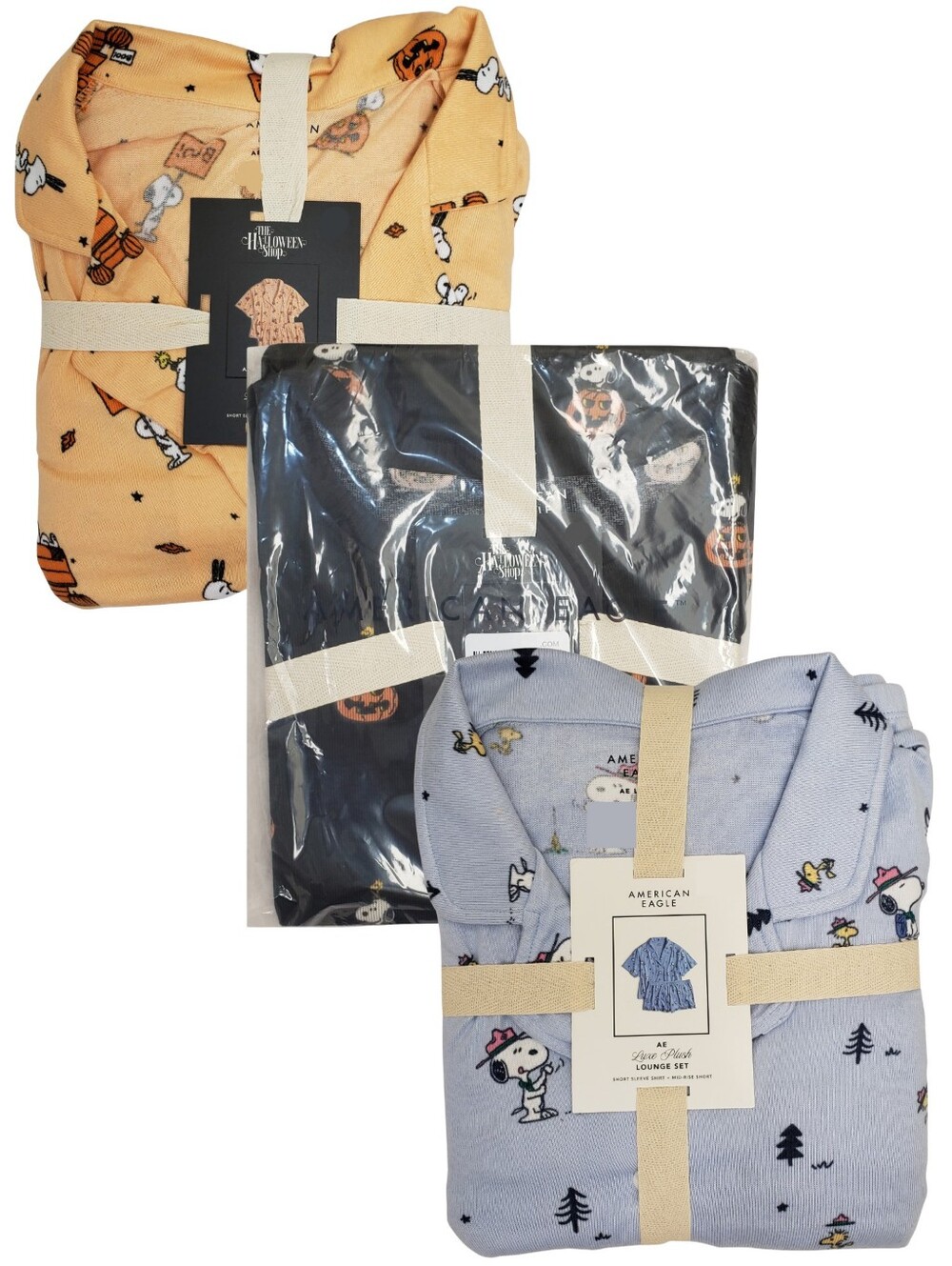 BUNDLE 3 AMERICAN EAGLE Luxe Plush Lounge Sets Snoopy Top & Shorts NWT